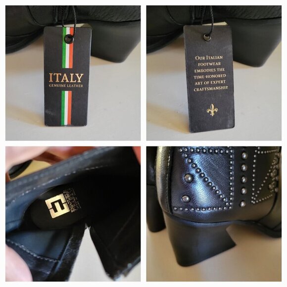 EMANUELE CRASTO Made in Italy Leather Booties with Studs women black-6.5 - Picture 7 of 9
